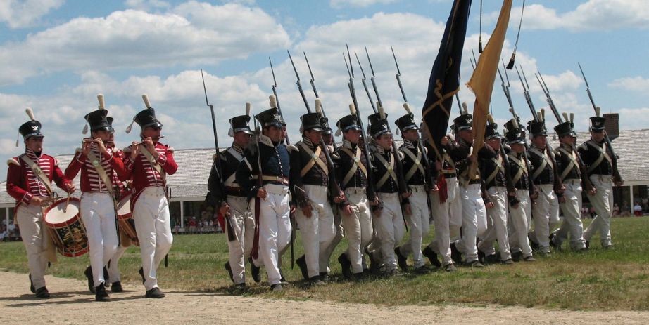 Reenactors in historic military dress